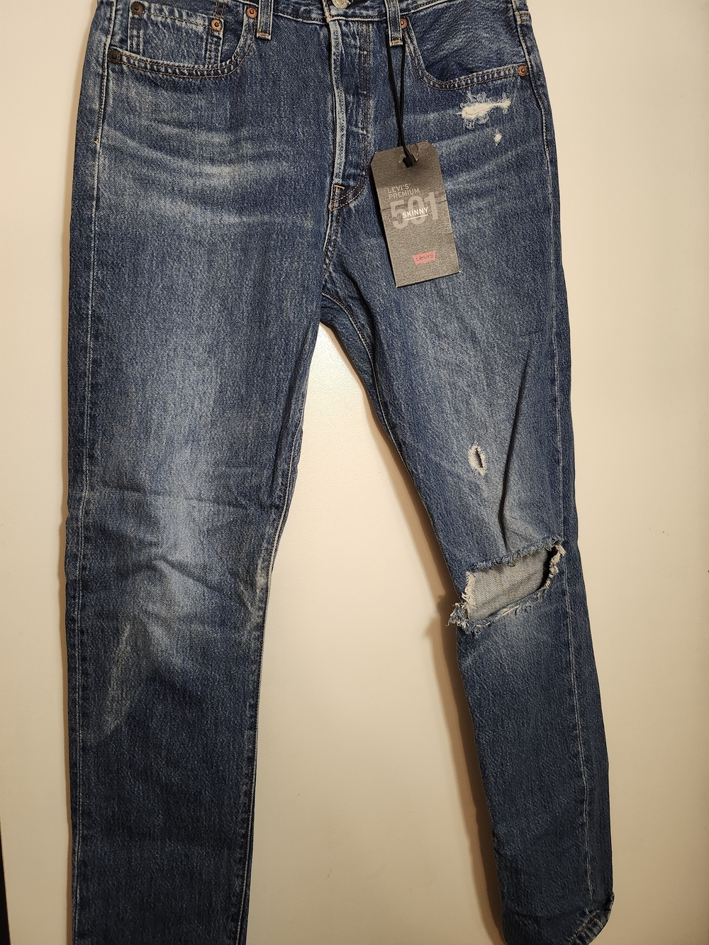 Levis Blue 501 Skinny Jeans 28x30